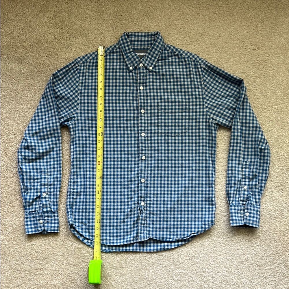 Bonobos Blue & Gray Casual Button Down Shirt Gingham Pattern